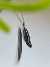 Load image into Gallery viewer, Hand-engraved sterling silver hummingbird pendant with a sterling silver chain.