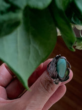 Load image into Gallery viewer, Turquoise Ring -Yarrow Blossom & Fern-