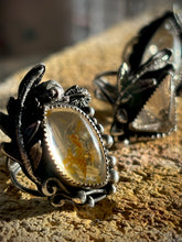 Load image into Gallery viewer, Golden Healer Quartz Ring -Fern, Mushrooms & Snail -