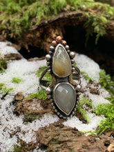 Load image into Gallery viewer, Sapphire & Rutilated Quartz Ring -light grey-