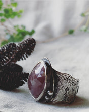 Load image into Gallery viewer, Deep Cove Ring -Faceted Magenta Shades Sapphire-