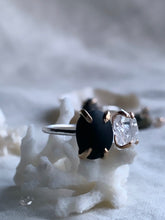 Load image into Gallery viewer, Herkimer Diamond with A Black Pebble Ring