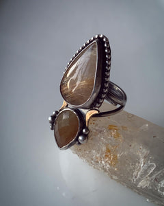 Sapphire & Rutilated Quartz Ring