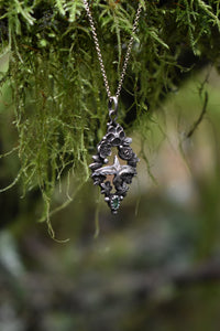 White Raven & Spring Blossoms -Emerald