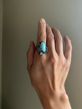 Load image into Gallery viewer, Turquoise Ring -Yarrow Blossom &amp; Fern-
