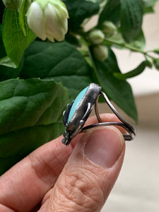 Turquoise Ring -Yarrow Blossom & Fern-