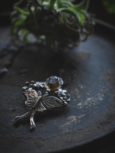 Load image into Gallery viewer, Luna Moth &amp; Yarrow, Forget-Me-Not Blossoms - Sapphire
