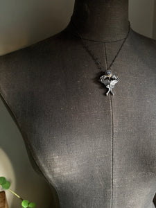 Luna Moth & Yarrow, Forget-Me-Not Blossoms - Sapphire