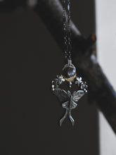 Load image into Gallery viewer, Luna Moth &amp; Yarrow, Forget-Me-Not Blossoms - Sapphire
