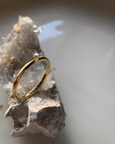 diamond solitaire ring, 14k yellow gold, engagement ring