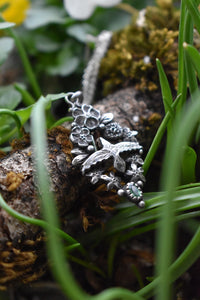 White Raven & Spring Blossoms -Emerald