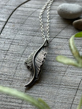 Load image into Gallery viewer, Hand-engraved Sterling Silver Feather Pendant on Sterling Silver Chain.
