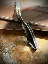 Load image into Gallery viewer, Hand-engraved sterling silver Eagle Feather pendant with a sterling silver chain
