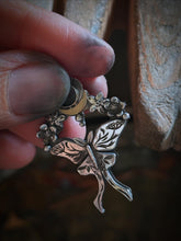 Load image into Gallery viewer, Luna Moth &amp; Yarrow, Forget-Me-Not Blossoms - Sapphire
