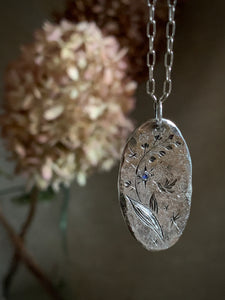 Silver Coin Necklace with Hummingbird Engraving