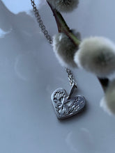 Load image into Gallery viewer, Silver Heart Necklace -Butterfly, Lavender &amp; Wild Plants-A
