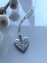 Load image into Gallery viewer, Silver Heart Necklace -Butterfly, Lavender &amp; Wild Plants-B
