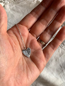 Silver Heart Necklace - Snowdrop - B