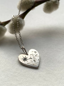 Silver Heart CZ Necklace - Snowdrop -