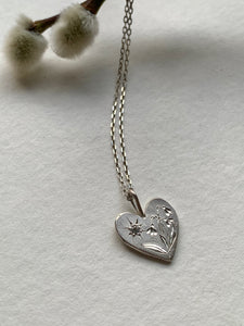 Silver Heart CZ Necklace - Snowdrop -