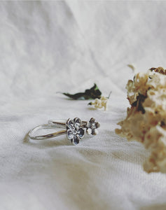 Handcrafted silver flower rings