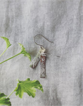 Load image into Gallery viewer, handcrafted botanical engraved silver earrings
