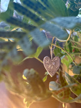 Load image into Gallery viewer, Heart Pendant -Hummingbird &amp; wildflowers with CZ-
