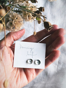 hand engraved silver botanical earrings