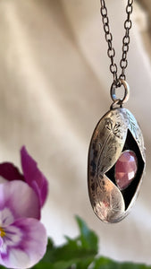 Hand-engraved wildflower silver necklace