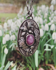 Forest Treasures -Wild Flowers & Pink Sapphire-