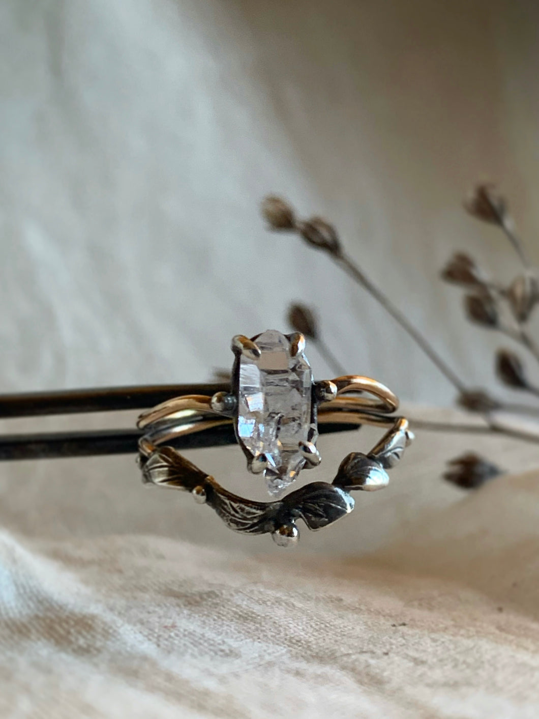 Enchanted Forest Dew Drops Ring ✴︎Herkimer Diamond✴︎