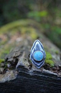 Turquoise silver ring, Handcrafted one of a kind silver ring for sale Canada