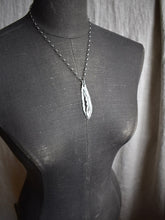 Load image into Gallery viewer, large silver feather necklace
