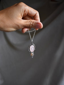 pink gemstone silver necklace