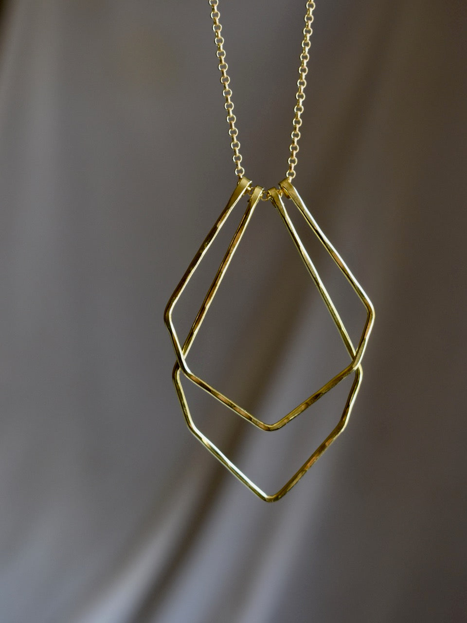 Geometric Brass Necklace -Herkimer-M-