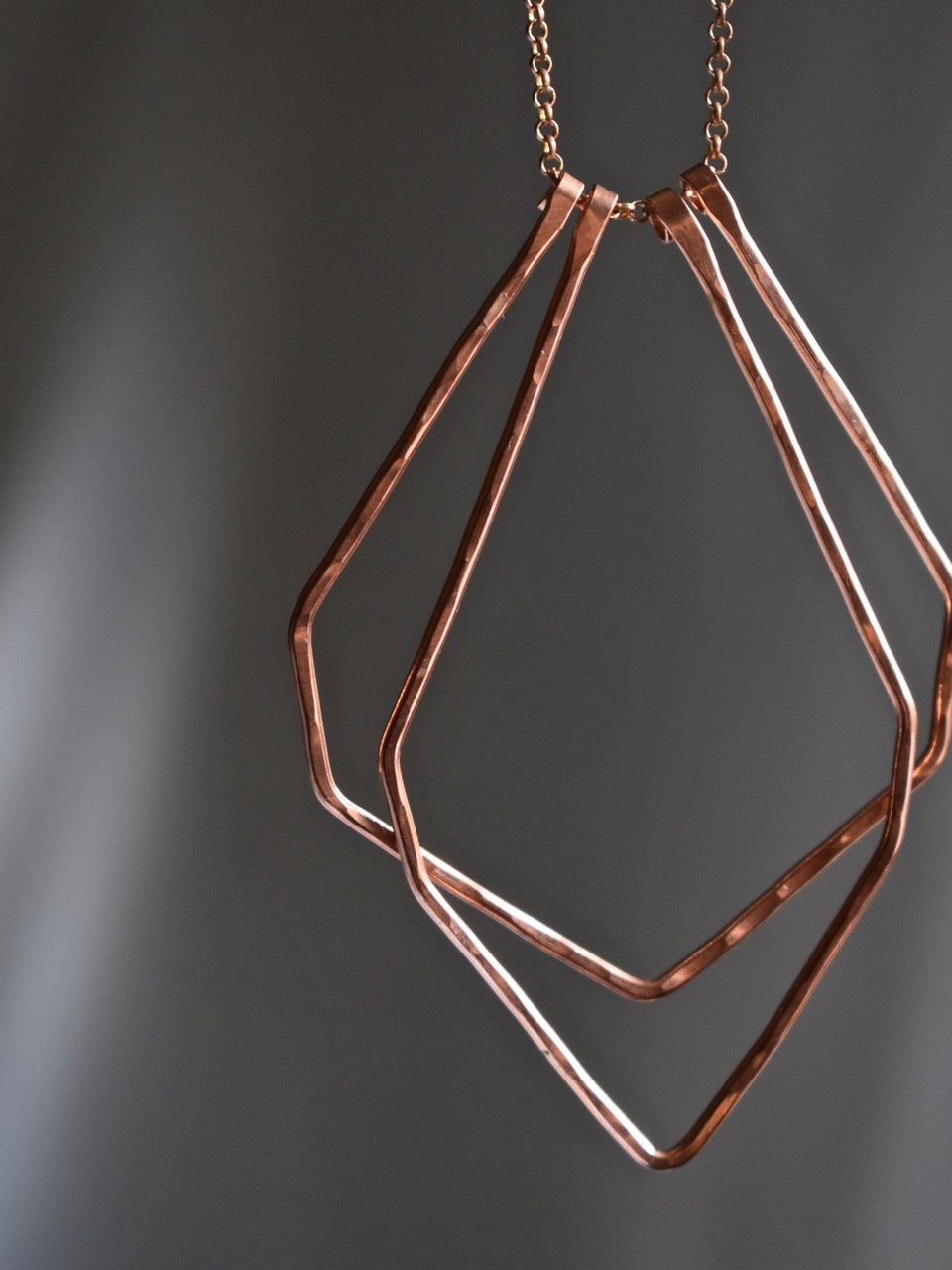 Geometric Copper Long Necklace ✴︎Herkimer✴︎L✴︎