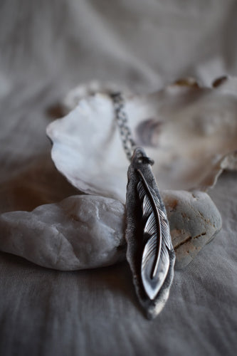 silver feather necklace