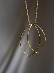 Geometric Brass Necklace -Marquise-M-