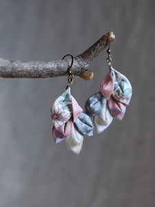 pink fabric earrings