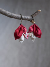 Load image into Gallery viewer, red fabric earrings
