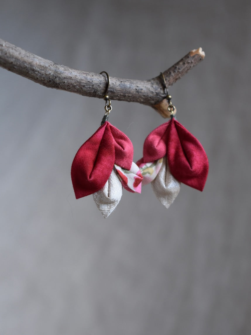 red fabric earrings