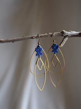 Load image into Gallery viewer, blue and gold earrings
