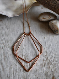 geometric copper necklace