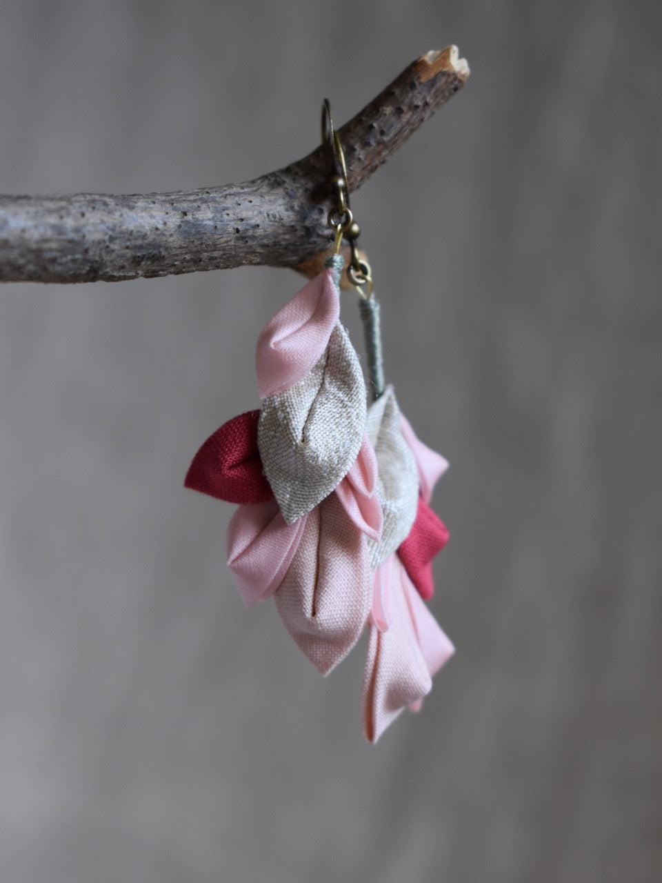 pink shade fabric earrings