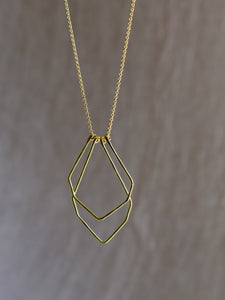 Geometric Brass Necklace -Herkimer-M-