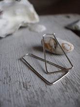 Load image into Gallery viewer, silver trapezoid hoop earrings
