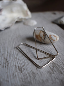 silver trapezoid hoop earrings