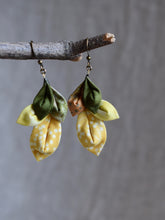Load image into Gallery viewer, yellow fabric earrings
