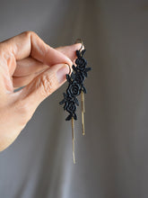 Load image into Gallery viewer, black rose earrings
