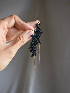 black rose earrings